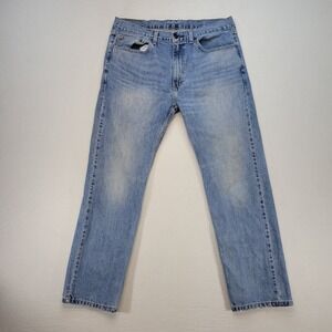 Levis 505 Jeans Mens 36x30 Blue Regular Straight Mid Rise Light Wash Denim